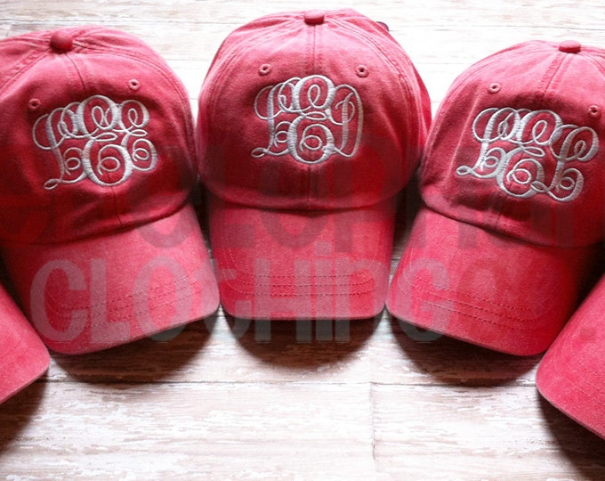 Monogrammed Baseball Hat Personalized Custom Embroidered Cap Bridesmaid Wedding Gifts for Her Under 30 in Adult Women Low Profile or Youth