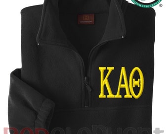 Kappa Alpha Theta Jacket Unisex Fit Quarter Zip Fleece Pullover Sweatshirt, Sorority Big Little Bid Day Gift Embroidered Greek Letters Merch