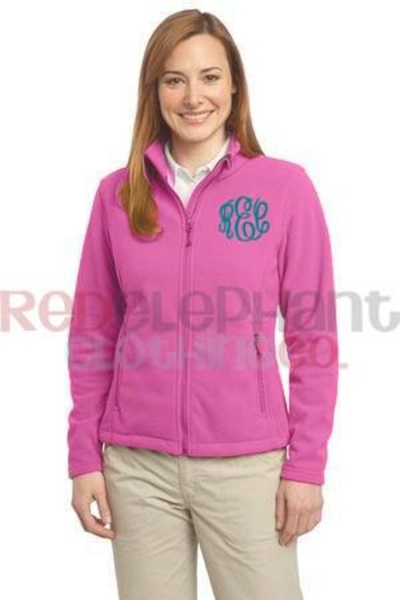 Monogrammed Full Zip Fleece Jacket, Fall Clothing Personalized Custom Embroidered Zip Up Fitted Jacket for Ladies, Gifts for Her Under 50 image 8