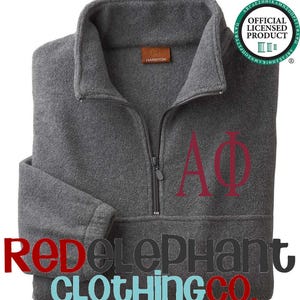 Alpha Phi Jacket Unisex Fit Quarter Zip Fleece Pullover Sweatshirt for Sorority Big Little Bid Day Gift with Embroidered Greek Letters Merch