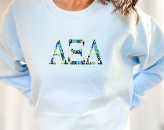 Alpha Xi Delta Embroidered Sweatshirt, AXiD Crew Neck Pullover Sorority Greek Letters Merch, Rush Bid Day Clothing Big Little Reveal Gift