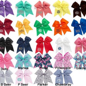 Monogram Hairbow, Monogram Large Bow, Monogram Cheer Bow, Personalized HairBow, Embroidered Hair Bow, Monogram Mint Bow, Preppy Hairbow image 2