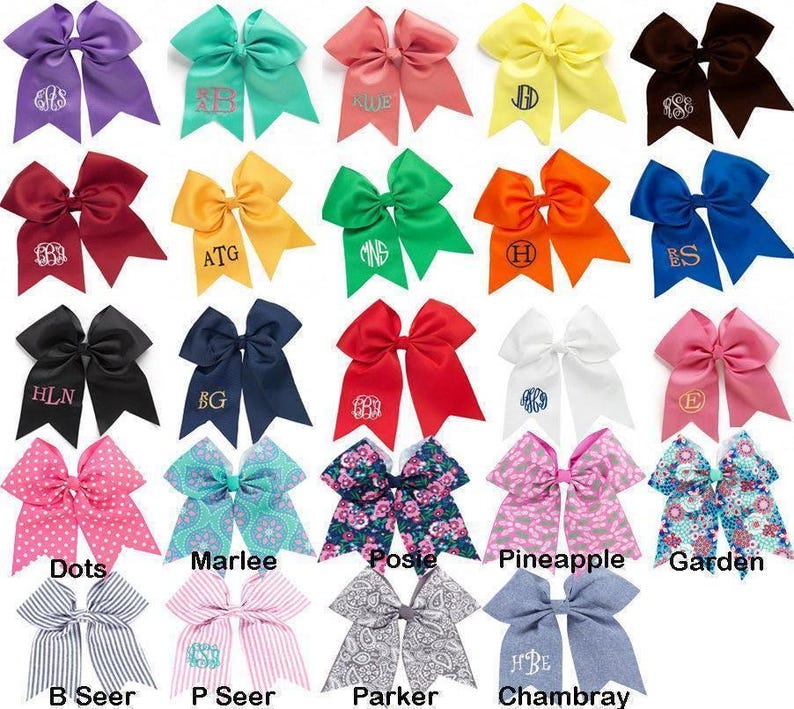 Monogram Hairbow, Monogram Large Bow, Monogram Cheer Bow, Personalized HairBow, Embroidered Hair Bow, Monogram Mint Bow, Preppy Hairbow image 2