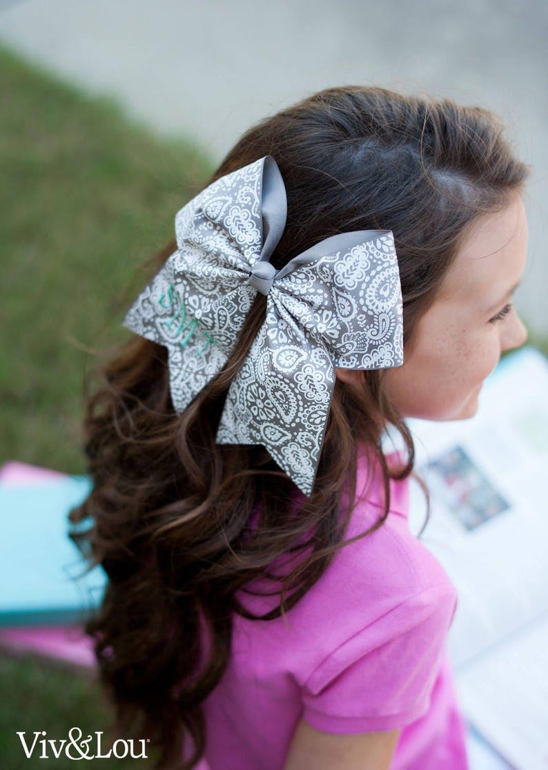 Monogram Hairbow, Monogram Large Bow, Monogram Cheer Bow, Personalized HairBow, Embroidered Hair Bow, Monogram Mint Bow, Preppy Hairbow image 9