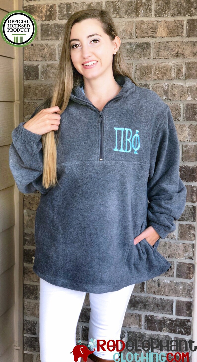 Alpha Delta Pi Jacket Unisex Fit Quarter Zip Fleece Pullover Sweatshirt for Sorority Big Little Bid Day Gift Embroidered Greek Letters Merch image 7