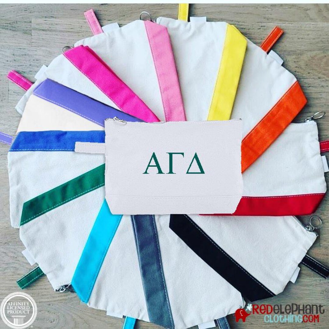 Alpha Gamma Delta Make up Bag, Embroidered Sorority Greek Letter ...