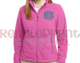 Monogram Full Zip Jacket Women, Personalized Fleece Fall Clothing Custom Embroidered Zip Up for Ladies Winter Bridesmaid Proposal Gifts