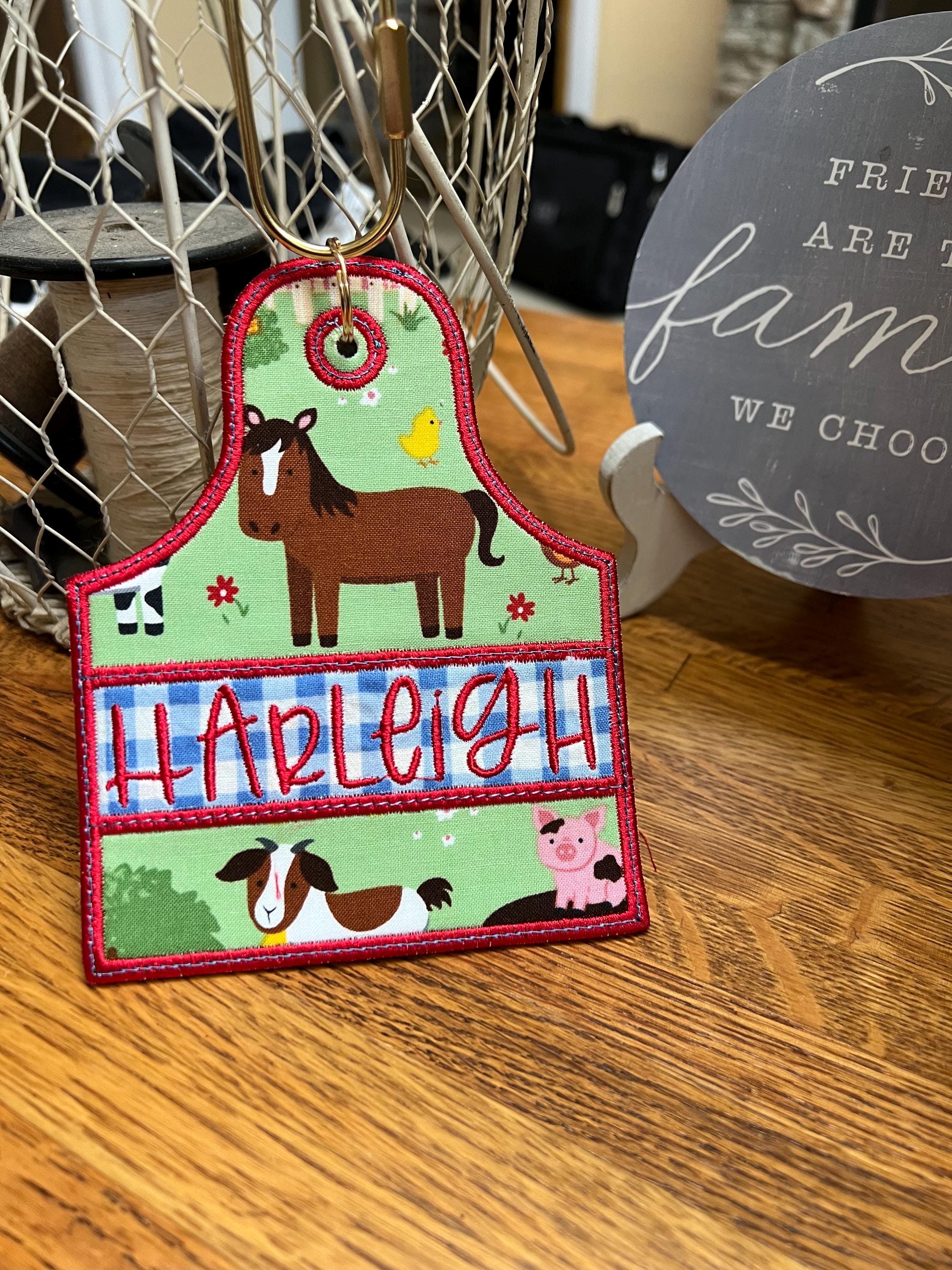 Personalized Farm Diaper Bag Tag Custom Baby Bag Tag Embroidered Name Tag Farm Animals Backpack Tag Baby Shower Gift Daycare Bag