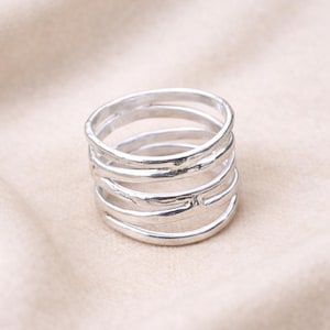 925 Sterling Silber Multi Band Ring, Minimalist Layered Statement Boho Stack Style