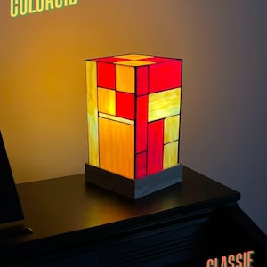 Coloroid Stained Glass Table Lamp - Handmade Colorful Glass Lamp - Aesthetic Room Decor