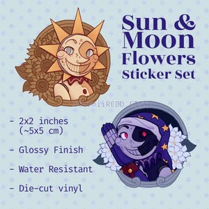 Sun and Moon 2&quot; Vinyl Stickers SET