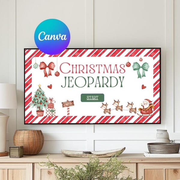 Christmas Jeopardy Quiz Game: Editable Canva Template (Digital Download)