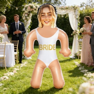 Custom Bride Inflatable Doll, Personalized Photo Blow Up Doll, Funny Wedding Party Decoration, Bachelorette Gift, Bridal Shower Prop