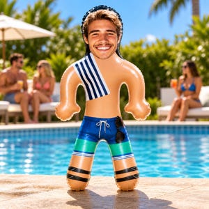 Anpassad uppblåsbar docka för poolparty, flytande dekoration för poolparty, personligt foto, rolig rekvisita för sommarstrandpoolparty