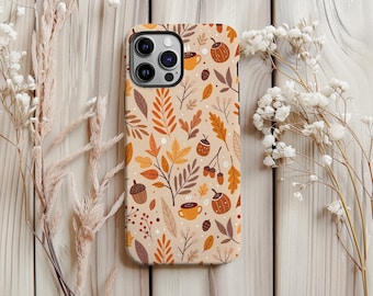 Coque de portable automne, motif citrouille, glands et feuilles pour iPhone, modèles MagSafe, Samsung