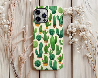 Cactus Pattern Phone Case: Vibrant Green Succulent
