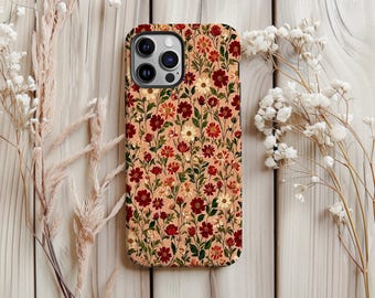 Vintage Floral Botanical Tough Phone Case, Coquette Wildflower Aesthetic Cover , iPhone 17 16 15 14 13 Pro Max, Samsung Galaxy S25 S24 Ultra
