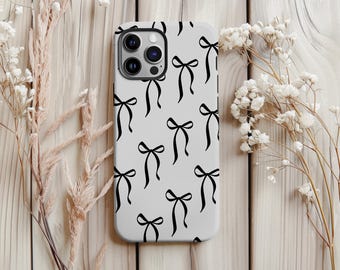 Black Bow Phone Case: Dual Layer Protective Cover for iPhone, Samsung