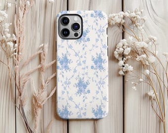 Light Blue Floral iPhone Case, Delicate Flower Pattern