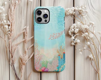 Custodia protettiva per iPhone a forma di barriera corallina oceanica / Custodia protettiva per telefono a forma di pesce colorato