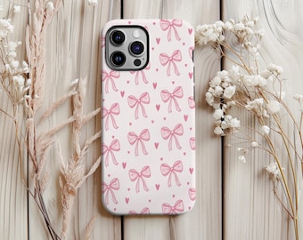 Funda para teléfono con collage de lazo rosa: Funda protectora MagSafe para iPhone y Samsung