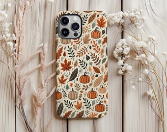 Pumpkin Fall Phone Case Cute Aesthetic Fall Harvest Leaves Phone Case for iPhone 16 Pro Max 15 14 13 12 11 X XS XR 8 Plus Samsung S25 Ultra