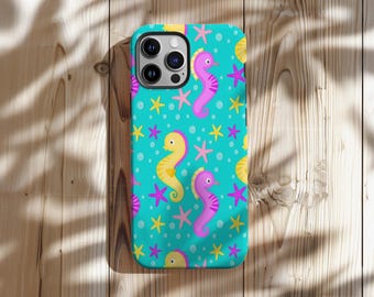 Cute Seahorse Phone Case Fun marine life phone case Summer Seahorse Collage Beach Tough Case iPhone 16 15 14 13 12 11Pro Max with Magsafe