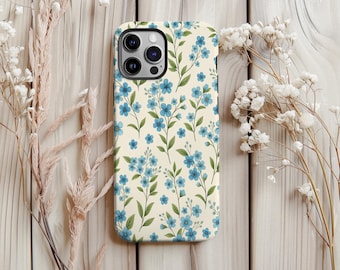 Blue Floral iPhone Case, Delicate Flower Pattern, Soft Protective Cover