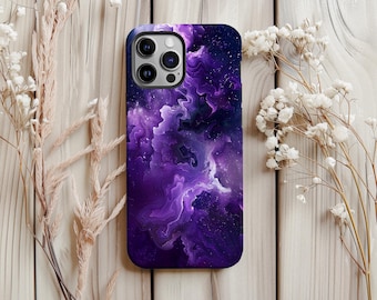 Capa de celular Purple Nebula: Redemoinho cósmico, camada dupla protetora