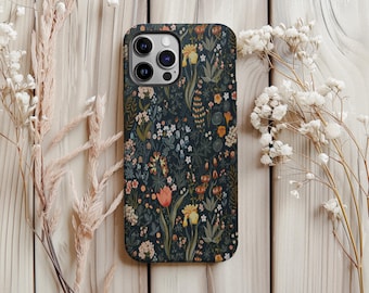 Telefoonhoesje Dark Aesthetic Wildflower, telefoonhoesje donkere Cottagecore bloemen, voor iPhone 16, 15, 14, 13, 12, 11 Pro Max Samsung S25 S24 S23 S22