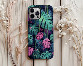 Monstera Leaf Art Phone Case: Tropical Plant Design