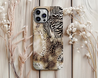 Handyhülle mit Leoparden- und Zebra-Print, Wildtier Design
