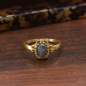 Labradorite Brass Ring for Women, Handmade Boho Statement Ring, Spiritual Gemstone Jewelry, Adjustable Vintage Style Gift for Her