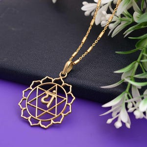 Gold Heart Chakra Necklace, Anahata Pendant with Lotus Mandala, Spiritual Yoga Jewelry, Healing Energy Necklace for Meditation