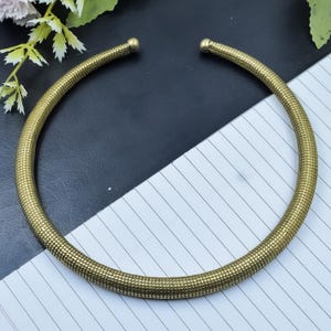 Textured Brass Choker Necklace – Handmade Tribal Collar | Bold Minimalist Statement Jewelry for Women