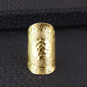 Handcrafted Brass Geometric Statement Ring – Unique Boho Jewelry, Vintage-Inspired Adjustable Ring, Gift for Her