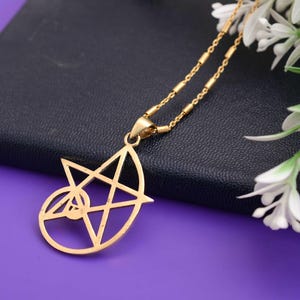 Gold Star Geometry Pendant, Sacred Symbol Necklace, Boho Mystic Jewelry, Spiritual Protection Amulet, Handmade Statement Gift