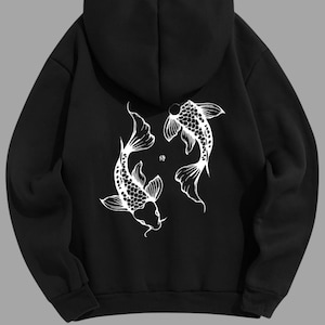 Koi Fisch Zip-Up Hoodie - Japanische Streetwear Jacke, Unisex Hoodie mit Koi Design, Japan Aesthetic Zip Hoodie, Urban Fashion