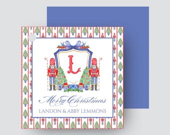 Personalized Nutcracker Christmas Gift Tag, Monogram Holiday Label (Digital Download)
