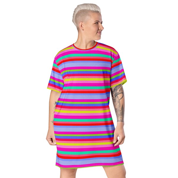 *FINAL SALE * Rainbow Striped Shirt Dress