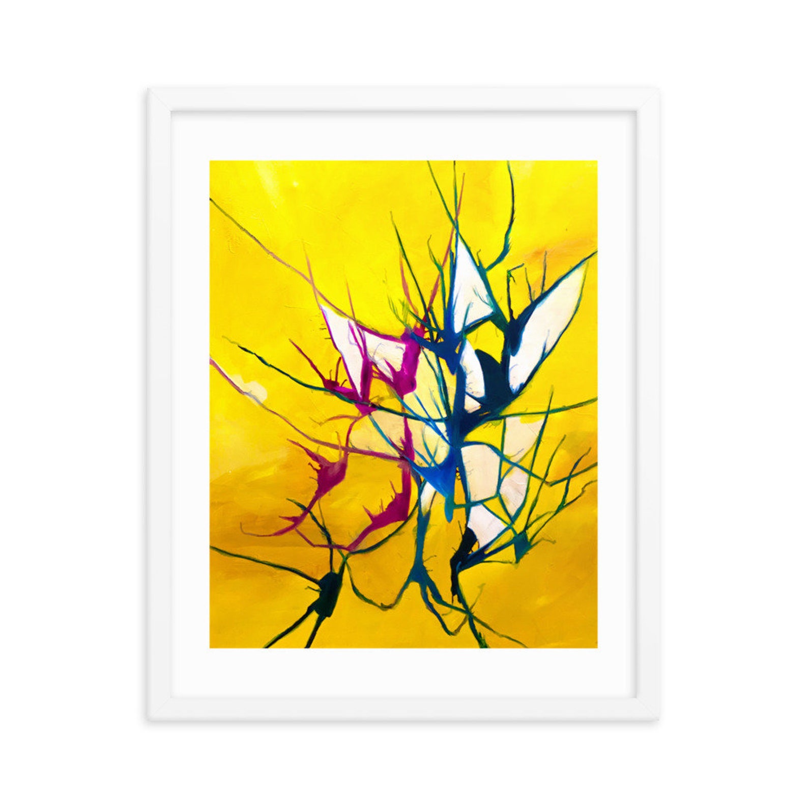 Framed Art Poster Yellow Abstract Painting Giclée Quality Etsy UK