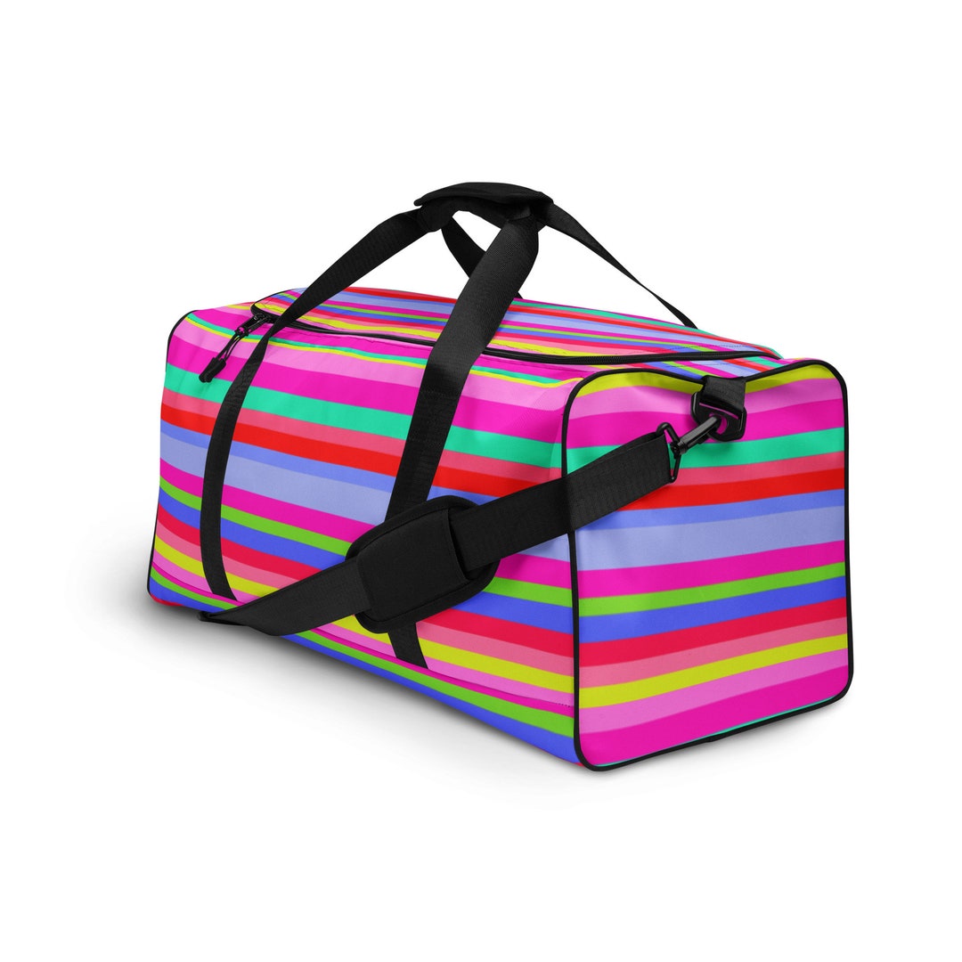 Neon Rainbow Duffle Bag Weekend Bag Etsy