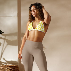 Yellow Polka Dot Recycled Padded String Bikini Top