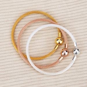 Pandora Style Sterling Silber Mesh Charm Armband - Kompatibel Charm Armband mit klassischem Verschluss, elegantes Geschenk für Sie