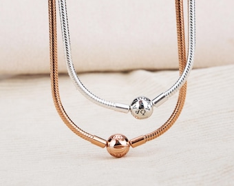 Pandora Moments-slangenketting van 925 sterlingzilver – Gepersonaliseerde sieraden cadeau voor haar