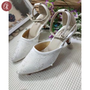 Lace Wedding Heels, Elegant Pointed Toe Bridal Shoes