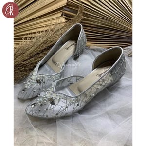 Ladies Bridal Shoes – Pointed Toe Bridal Shoes with Pearls & Crystals for Wedding or Formal Events, Wedding Heels, Bridal Shoes