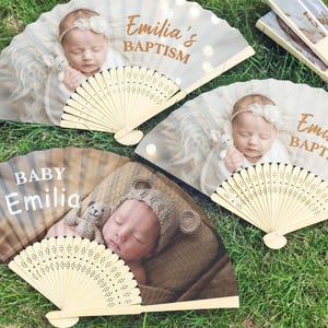 Custom Baptism Photo Fan/Party Invitation Fan Favor/Bulk Welcome Baby Favor for Guests/Baby Shower Fan/Birthday Favor Fan/Newborn Baby Gifts