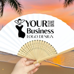 Custom Business Logo Favor Fans, Bulk Corporate Gifts for Client, Personalized Fan with QR Code, Custom Photo Fan for Company or Event Party