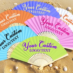 Custom Paper Fan with Logo/Text/Image/Wedding Fan/Bulk Business Fans/Bridal Shower Favor/Personalized Fan for Baby Shower/Birthday/Any Party